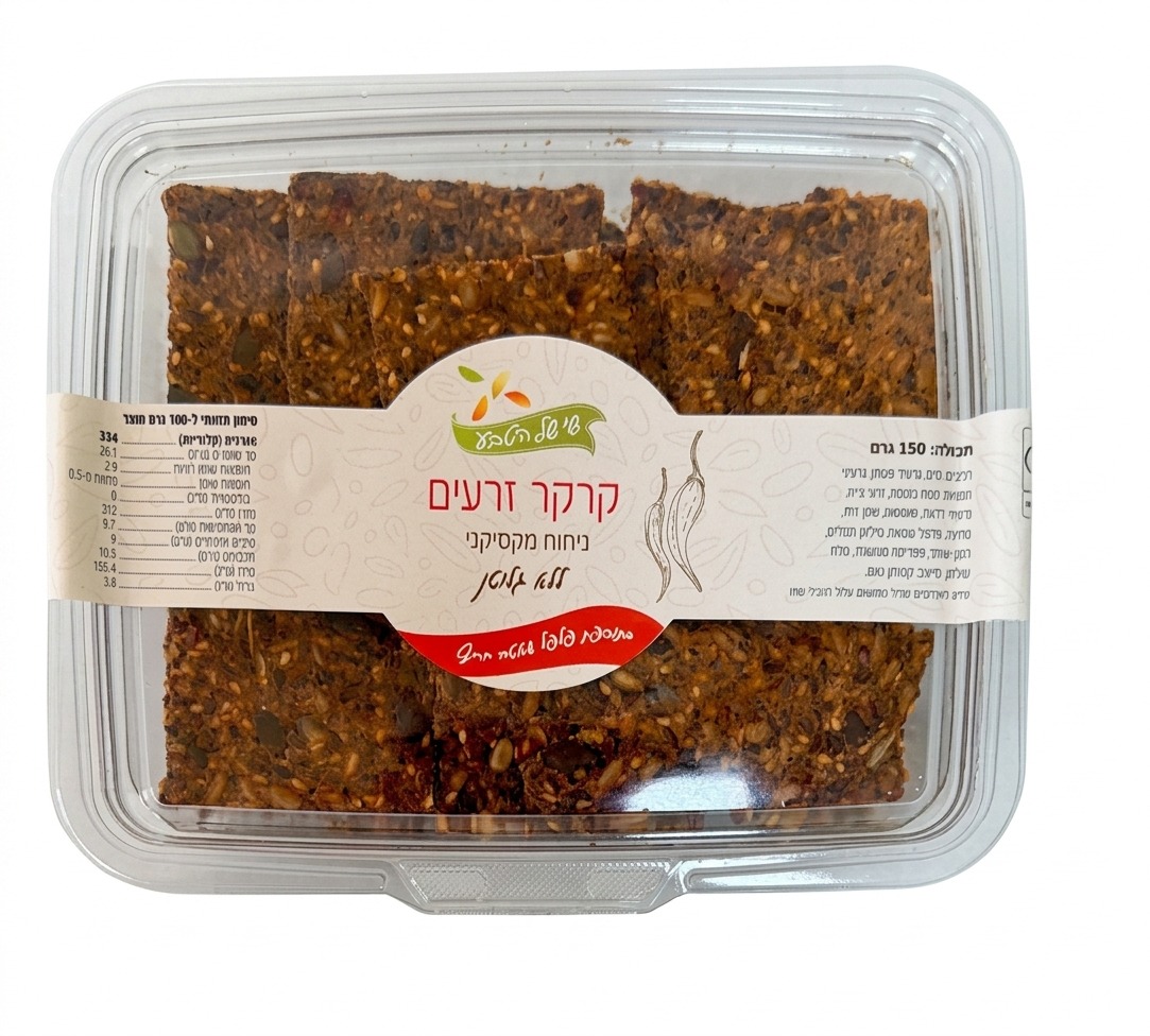 קרקר זרעים בטעם מקסיקני פיקנטי ללא גלוטן | שי של הטבע
