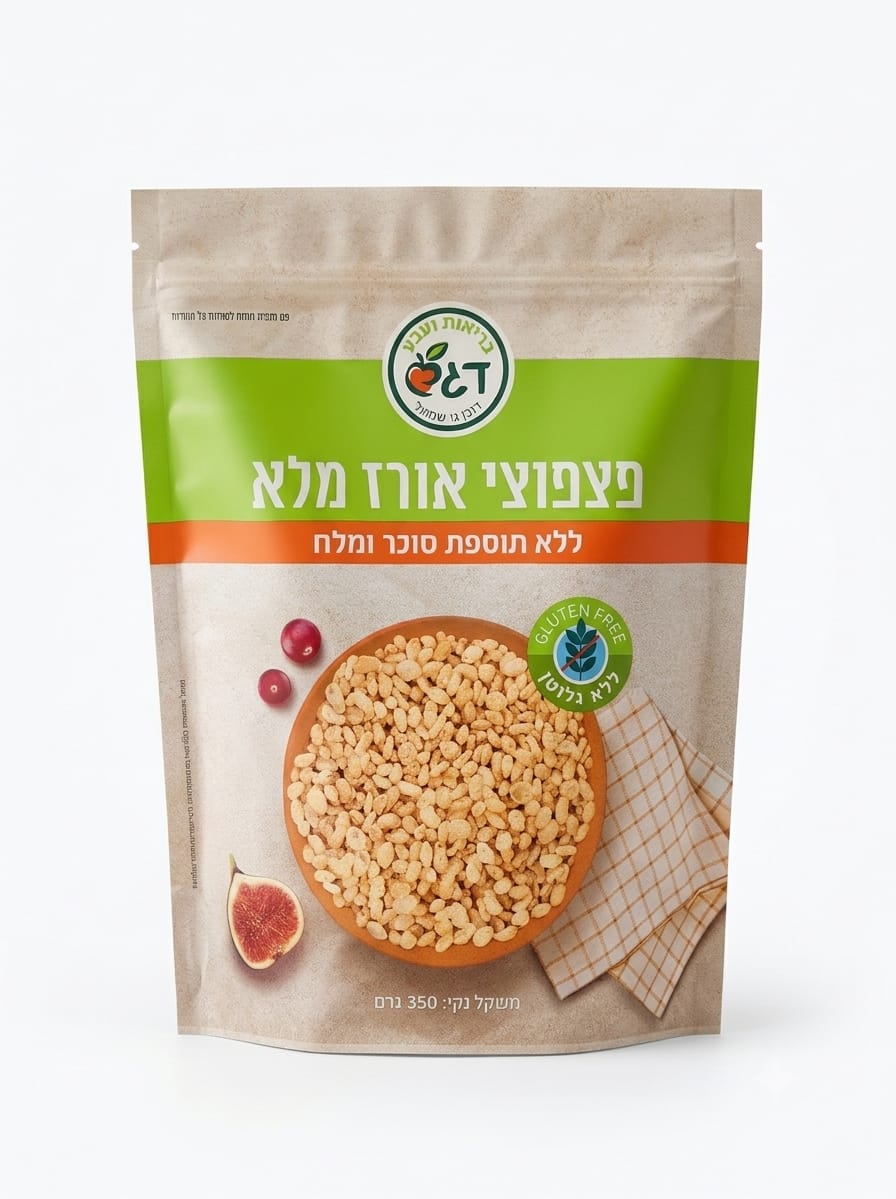 פצפוצי אורז מלא ללא תוספת סוכר ומלח ללא גלוטן | דגש פצפוצי אורז מלא ללא תוספת סוכר ומלח ללא גלוטן | דגש
