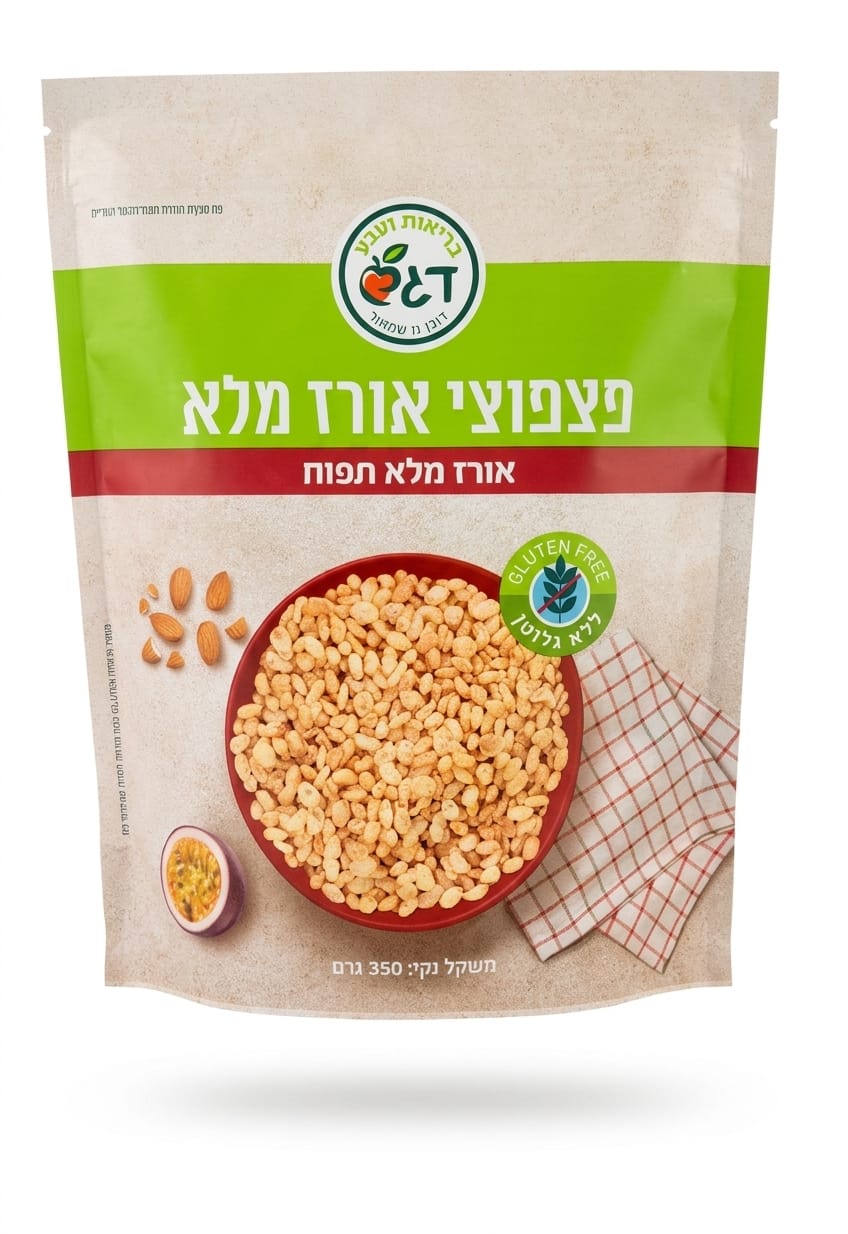 פצפוצי אורז מלא תפוח ללא גלוטן | דגש פצפוצי אורז מלא תפוח ללא גלוטן | דגש