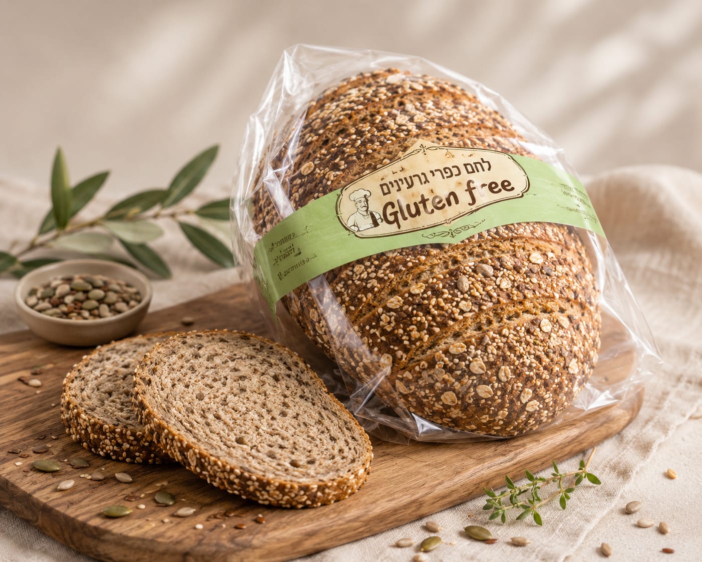 לחם כפרי גרעינים ללא גלוטן (קפוא)| GLUTEN FREE