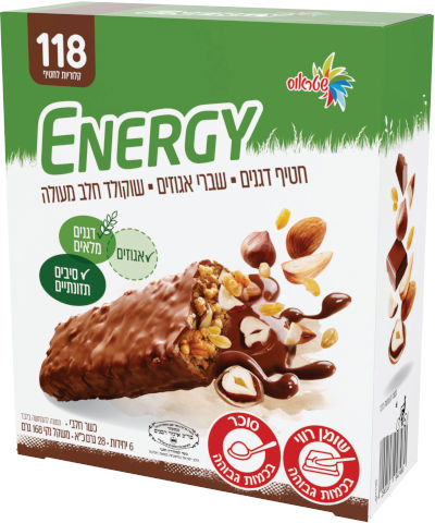 אנרג'י חטיף דגנים מצופה חלב כשל"פ ללא גלוטן|שטראוס עלית