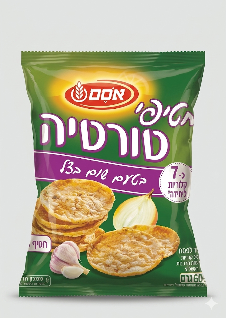 חטיפי טורטיה בטעם שום בצל  כשל"פ |אסם