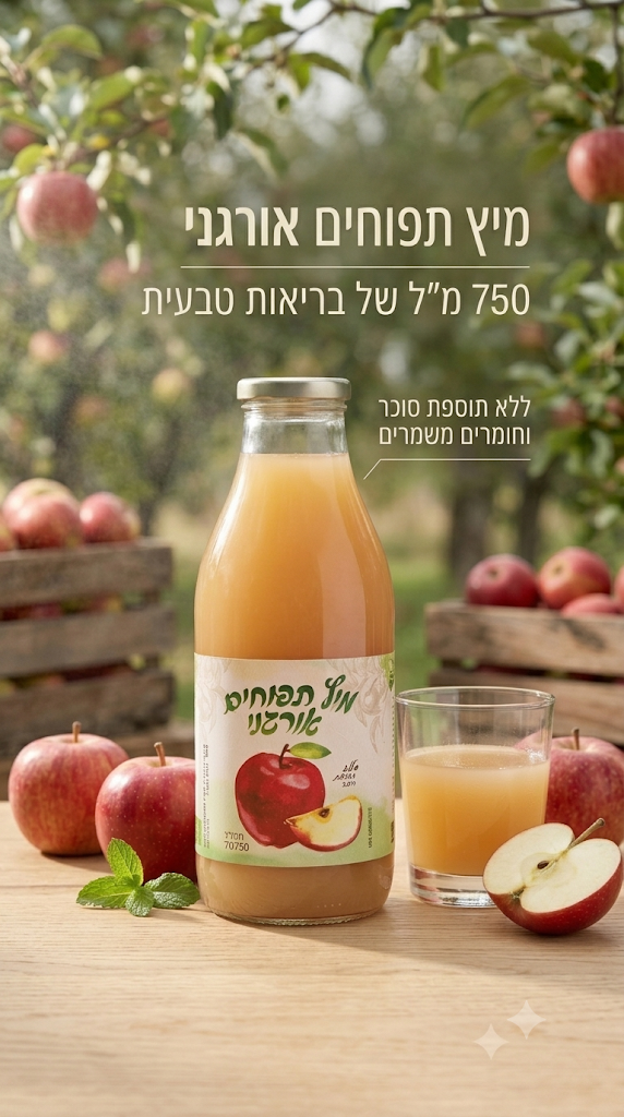 מיץ תפוחים אורגני 750 מ"ל|פרימה