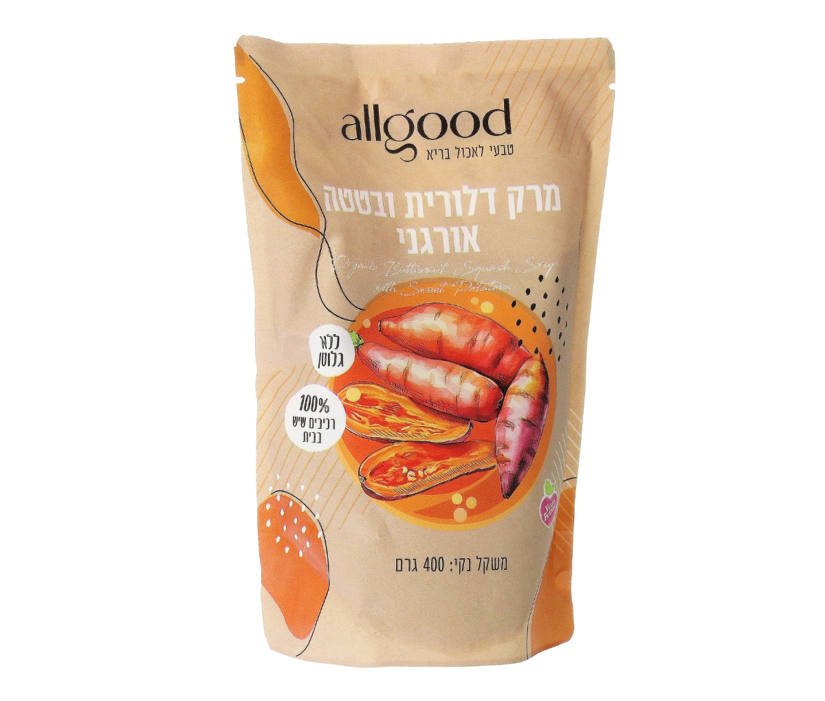 מרק דלורית ובטטה אורגני מוכן לאכילה ללא גלוטן |ALLGOOD