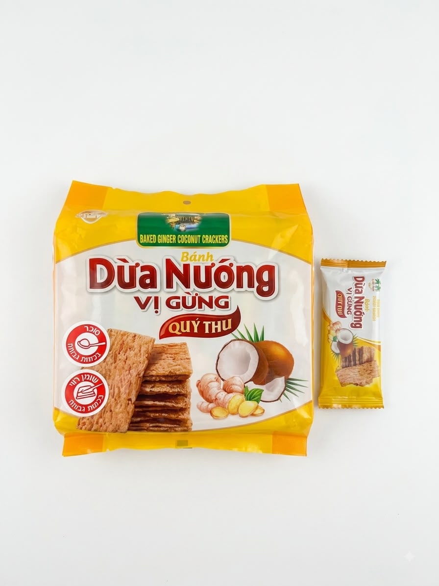 קרקר אפוי על בסיס קוקוס עם ג'ינג'ר ללא גלוטן|dua nuong